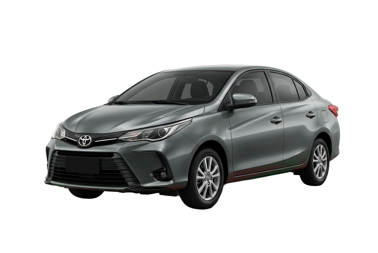 Shiny metallic gray Toyota Vios XLE-CVT 2023 automatic available from JDP Car Rental